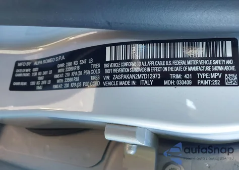 2021 Alfa Romeo Stelvio Awd from USA, damaged, VIN ZASPAKAN2M7D12973